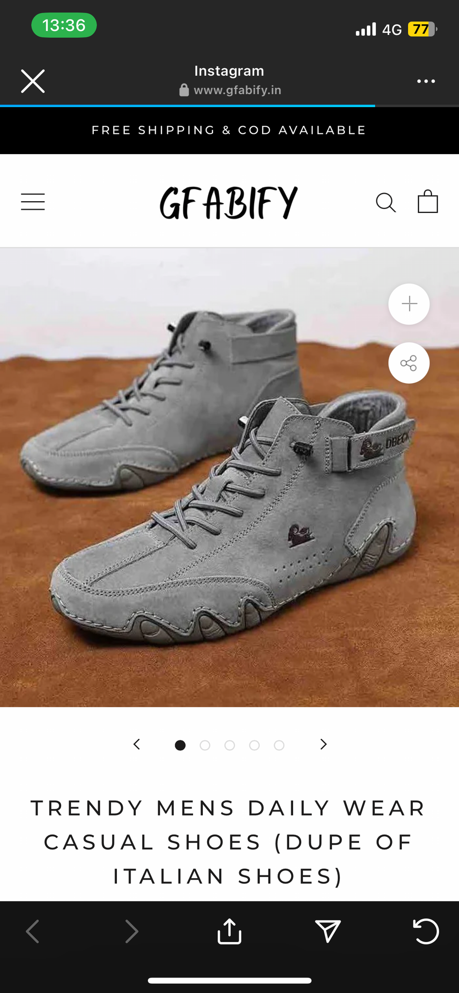 Trendy Men’s Daily wear Casual | Suede boot Italian shoes dupe grey colour 