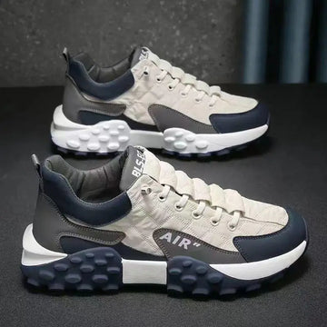 Men's Korean Style High Top Fashion Casual Shoes (Boots) White Navy Blue_07