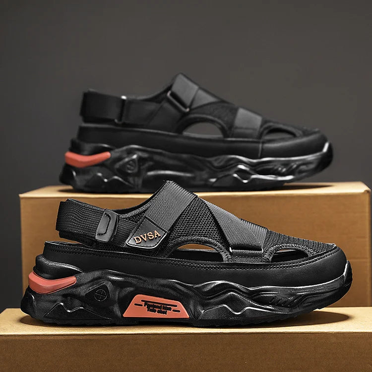 JUMP Men's Summer Mesh Breathable Sandals(BLACK)